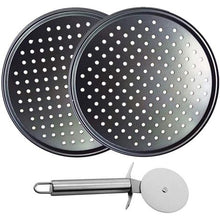 Load image into Gallery viewer, 2 Piece Coated Nonstick Pizza 32cm Pan Tray &amp; Cutter Set
