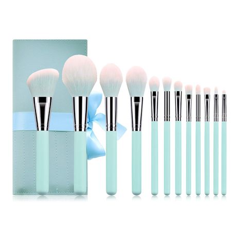 12 Piece Professional Makeup Brush Cosmetic Set with Carry Bag -Turquoise Blue Buy Online in Zimbabwe thedailysale.shop