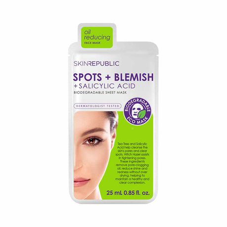 Skin Republic Spots + Blemish + Salicylic Acid Face Mask Sheet - 25ml