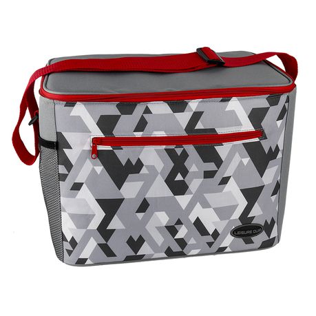 40 Can Leisure Quip Soft Cooler Bag Grey Geometric with Red Stitching Buy Online in Zimbabwe thedailysale.shop