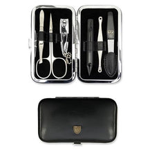 Load image into Gallery viewer, Kellermann 3 Swords Manicure Set Faux Leather Case 7845 MC N Black 6 Piece
