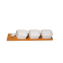Load image into Gallery viewer, Set of 3 Appetizer Bowls With Serving Wood Board Platter-Butterfly Design
