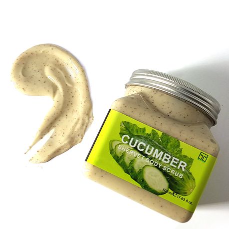 Bufftee Cucumber Body Scrub - Face Scrub - Skin scrub - Large 500ml Tub
