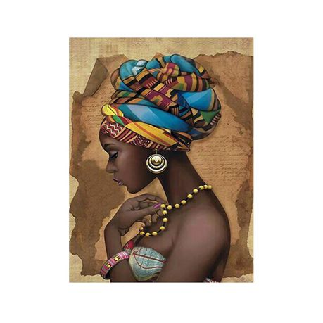 Diamond Painting DIY Kit, Round diamonds, 40x30cm- Beautiful African Woman Buy Online in Zimbabwe thedailysale.shop