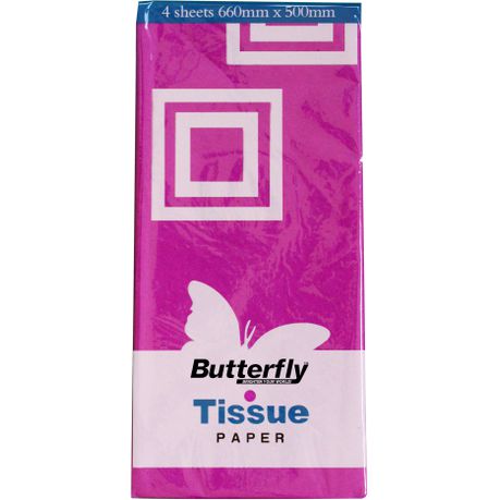 Butterfly Tissue Paper - 48 Sheets (660 X 500mm Each) Magenta Buy Online in Zimbabwe thedailysale.shop