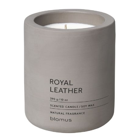 Blomus Scented Candle: Royal Leather in Grey Container Fraga 9cm Diameter