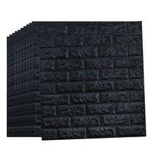 Load image into Gallery viewer, Black 10 Pack Wall Panels Brick Design PE Foam Wallpaper
