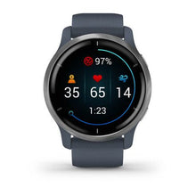Load image into Gallery viewer, Garmin Venu 2 Smartwatch - Silver Bezel with Granite Blue Case and Silicone Band
