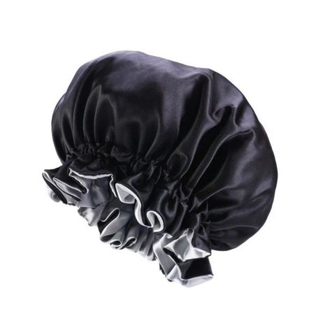 Black and Grey Wide Comfortable Reversible Duchess Satin Bonnet New Style Buy Online in Zimbabwe thedailysale.shop