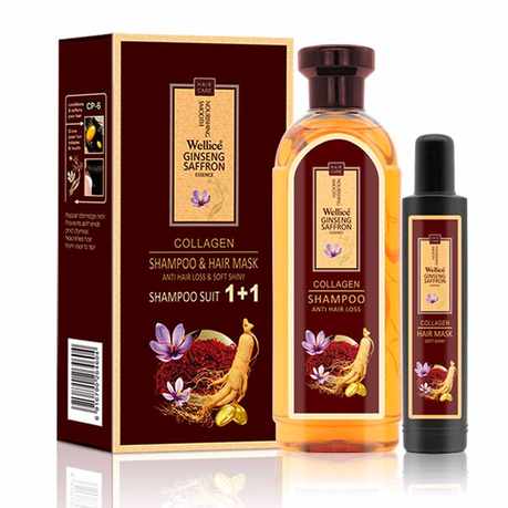 Saffron Ginseng Anti Hair Loss Essence Collagen Shampoo Hair Mask - Wellice