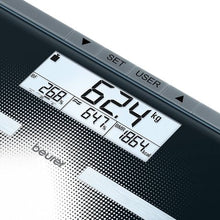 Load image into Gallery viewer, Beurer Diagnostic Bathroom Scale Multi-Display BG 21 Black Glass

