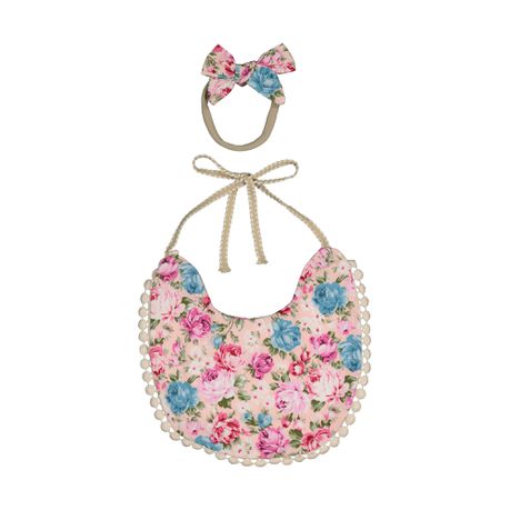 Cotton designer Bib and headband set pink Roses Buy Online in Zimbabwe thedailysale.shop