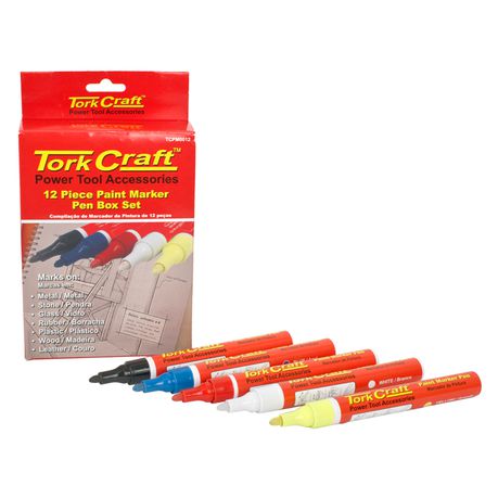 Tork Craft Paint Marker Pen 12pack Red/Yel/White/Black/Blue Buy Online in Zimbabwe thedailysale.shop