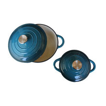 Load image into Gallery viewer, LMA Branded 7 Piece Cast Iron Cookware Set &amp; Two Piece Utensil Set - Teal
