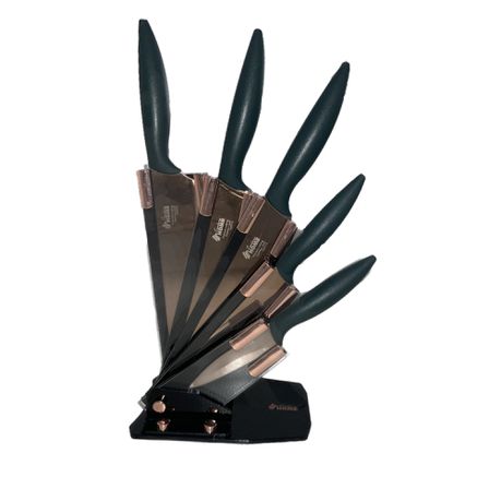 Condere 6 Piece Titanium Coated Knife Set with Stand