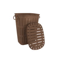Load image into Gallery viewer, 62L Brown Laundry Basket with Rope Handles and Hinged Lid - Wooden Texture
