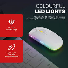 Load image into Gallery viewer, Ntech Slim Rechargeable RGB LED Wireless Optical Mouse - White
