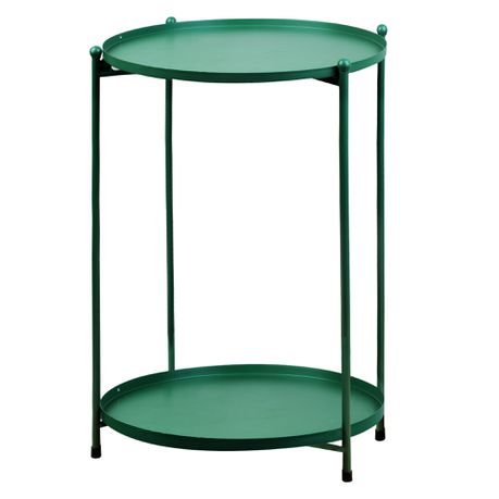 2-Tier Metal Round Side Table with Removable Tray