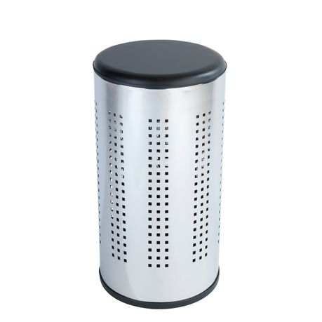 Wenko - Laundry Basket 46L / Bathroom Seat -  Bergamo - Steel / Wood