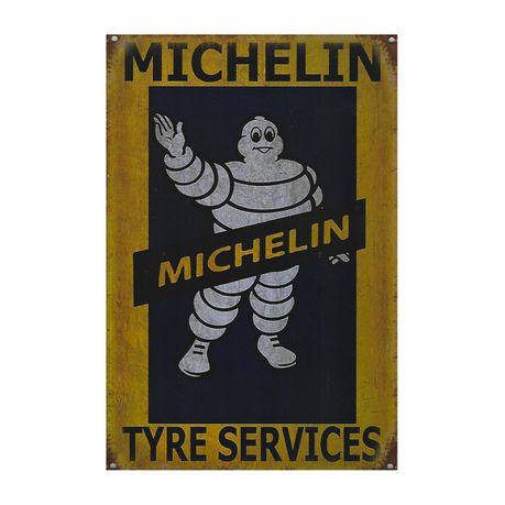 Aankopen - Michelin Tyre Service - Retro Vintage Metal Wall Plate
