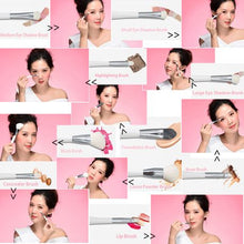 Load image into Gallery viewer, 10 Piece Makeup Brush with PU Cosmetic Bag Set
