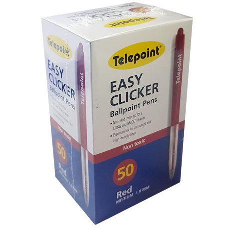 Easy Clicker Ball Point Pens - Red Pens Box of 50 Buy Online in Zimbabwe thedailysale.shop
