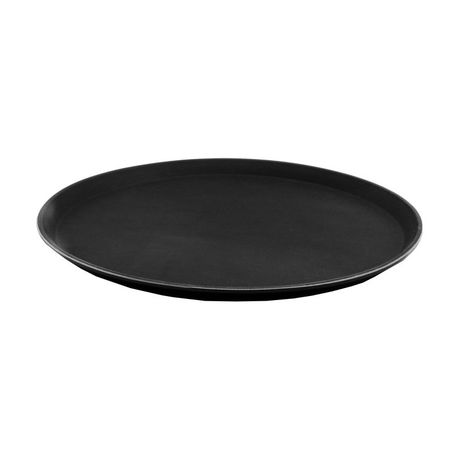Bar Butler Round Tray Non-Slip Fibreglass Black (400Mm:Dia)