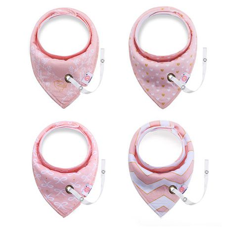 Set of four Baby Bibs with Dummy Holder - Playful Pink Buy Online in Zimbabwe thedailysale.shop