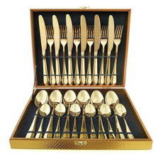 Load image into Gallery viewer, 24 Piece  Gold Cutlery Set
