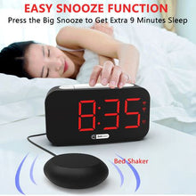 Load image into Gallery viewer, Large Display Alarm Clock with vibrating disc and USB chargers
