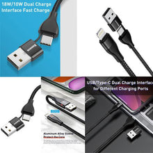 Load image into Gallery viewer, Baseus 1m - 18W 2in1 Dual Output USB Type-C/Type-A to Lightning PD Cable

