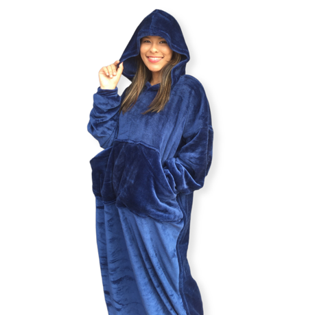 Hoodie wearable pedipocket sleeve and foot adults blanket - Royal blue Buy Online in Zimbabwe thedailysale.shop