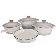 Load image into Gallery viewer, 7 Piece Authentic Cast Iron Dutch Oven Cookware Pot Set - Cream
