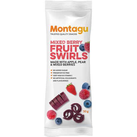 Montagu Dried Fruit Swirls Mixed Berry Box 10x 50g Box Buy Online in Zimbabwe thedailysale.shop