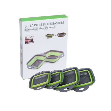 Collapsible Colander 4 Piece Set - Green (4 Piece Value Pack Bundle)