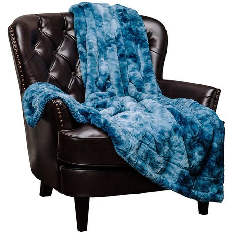Wonder Trend Faux Fur Luxury Mink Thermal Heat Blanket Throw Turquoise Blue