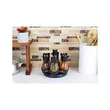 Load image into Gallery viewer, Black Glass Spice Organizer Container Jar - Set of 6
