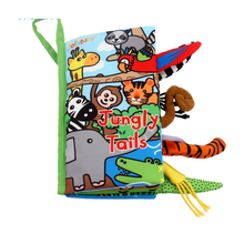 Load image into Gallery viewer, Jollybaby Soft Cloth Baby Book - Jungle Tails
