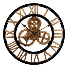 Load image into Gallery viewer, Heartdeco Vintage Industrial Gear Wooden Silent Quartz Wall Clock 40cm
