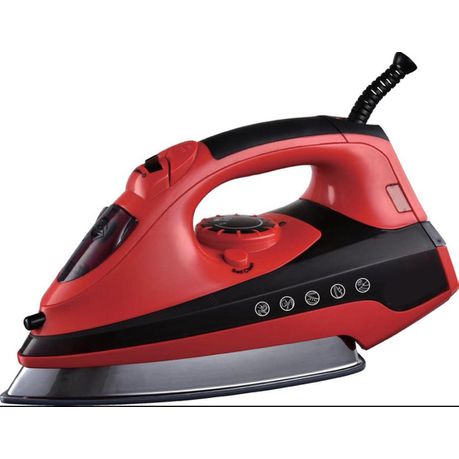 2000W Steam Iron - Vertical, Self Cleaning & Teflon Soleplate - Red/Black Buy Online in Zimbabwe thedailysale.shop