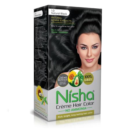 Pack of 2 - Nisha Creme Hair Colour Pack with Brush & Conditioner - Black