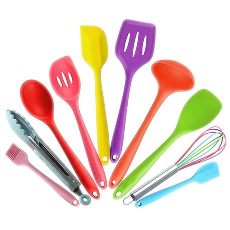 10 Piece Silicone Kitchen Utensil Set - Multi-Coloured Buy Online in Zimbabwe thedailysale.shop