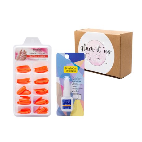 Bright Orange - False/Tips -100 Tips and Nail Glue Included Buy Online in Zimbabwe thedailysale.shop