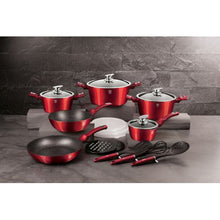 Load image into Gallery viewer, Berlinger Haus 18-Piece Marble Coating Smart Lid Cookware Set - Burgundy
