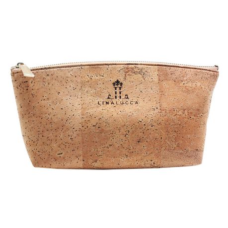 LinaLucca -  Cork Makeup Bag - Cosmetic Pouch for Women - 25 x 13 x 5cm