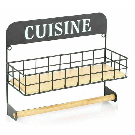 Spice Jar Storage Shelf Rack With Kitchen Towel Roll Holder Wall Mounted Buy Online in Zimbabwe thedailysale.shop