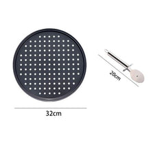 Load image into Gallery viewer, 2 Piece Coated Nonstick Pizza 32cm Pan Tray &amp; Cutter Set
