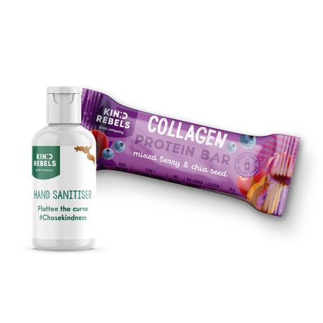 Kind Rebels - Berries & Chia Seeds Collagen Bars + Hand Sanitizer 60ML