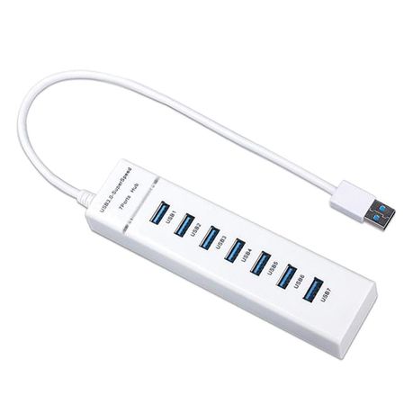 USB 3.0 Super Speed 7 Ports Hub for All Computers & Consoles - White Buy Online in Zimbabwe thedailysale.shop