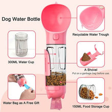 Load image into Gallery viewer, 4 in 1 Large Pet Water Bottle Dispenser Food Containers 300ml – Pink
